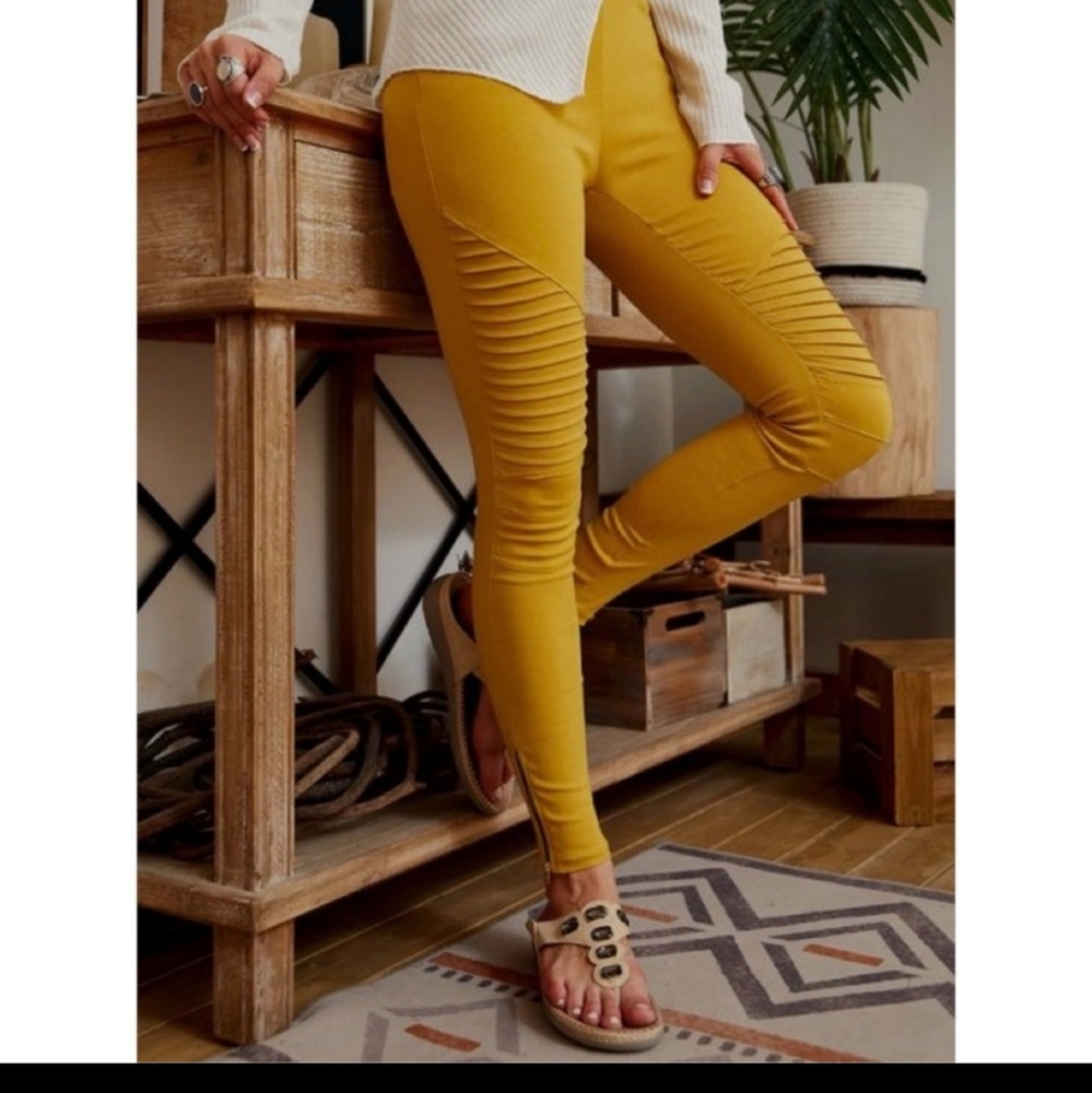 Mustard Moto Jeggings - Picture 2 of 4
